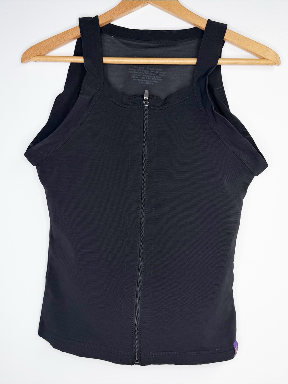 641 Design VERONIQUE Men's Black Zippered Surgical Compression Tank Top Small